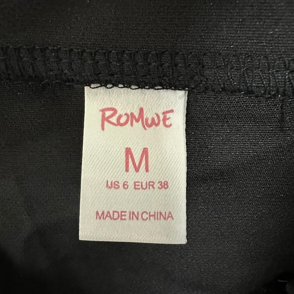Romwe Skirt Womens Size M Black Pleated Mini High Waisted Preppy School Girl